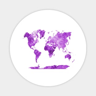 World Map in Watercolor Purple Magnet